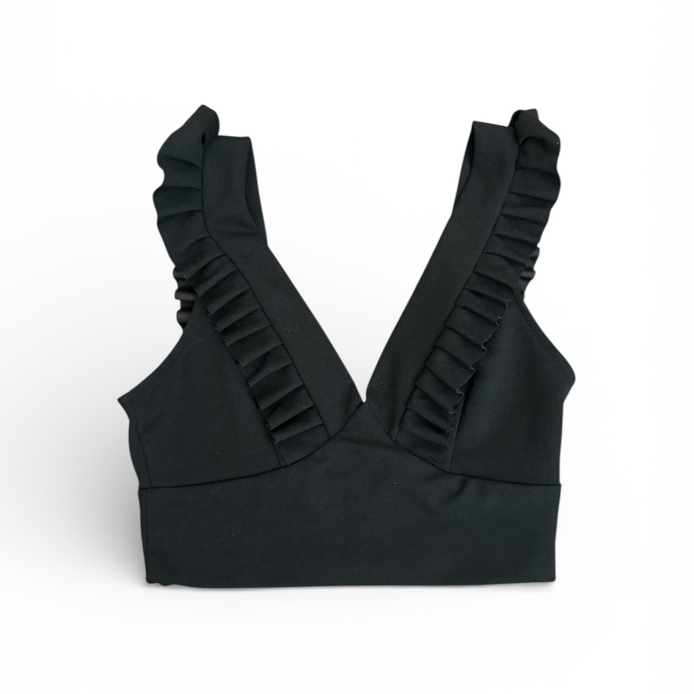 SHEIN Ruffled V-Neck Crop Top